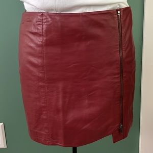 Leather Maroon Mini Skirt